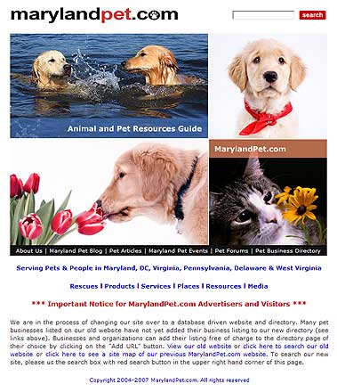 Maryland Pet Shops & Services Directory